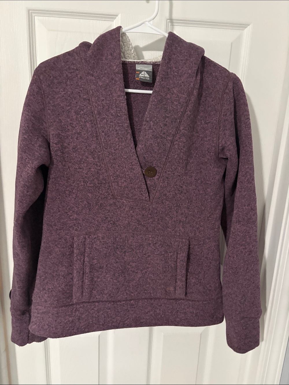 Nike ACG Women's Purple Shawl-Collar Pullover Sweater With Hood